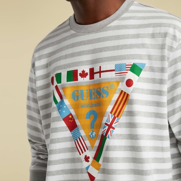 New GUESS Originals Men's Stripe Long Sleeve - Picture 2 of 3